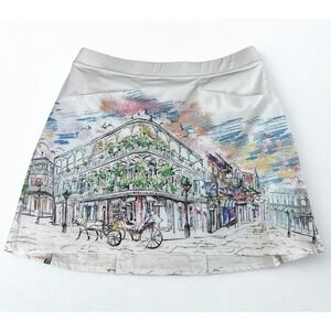 RLX Ralph Lauren Golf Skort Womens M New Orleans French Quarter Print Multicolor